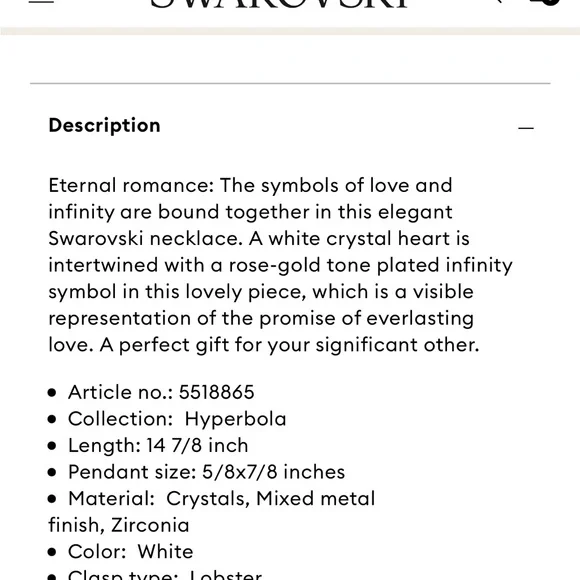 Brand New Swarovski Rose Gold and Silver Heart Necklace Brand New - Picture 7 of 17